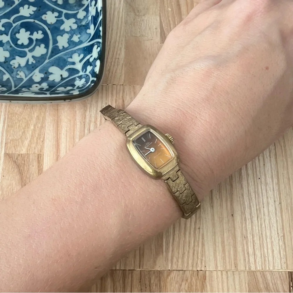 Vintage Jules Jurgensen ladies gold tone bronze tone mechanical dress watch